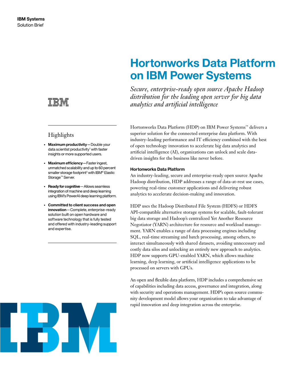 Hortonworks Data Platform on IBM Power Systems