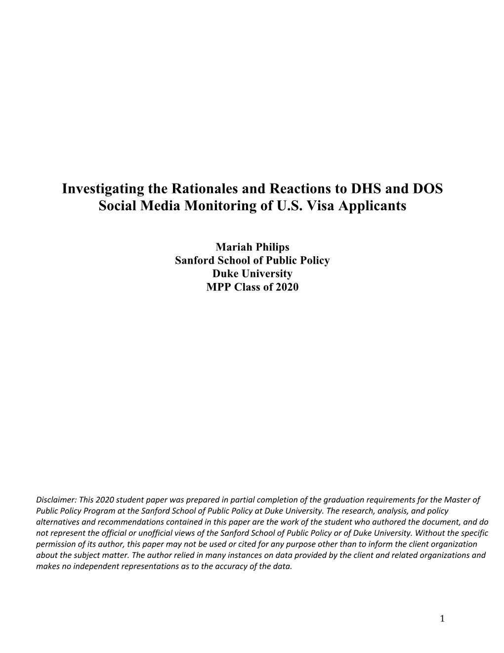 Investigating the Rationales and Reactions to DHS and DOS Social Media Monitoring of U.S