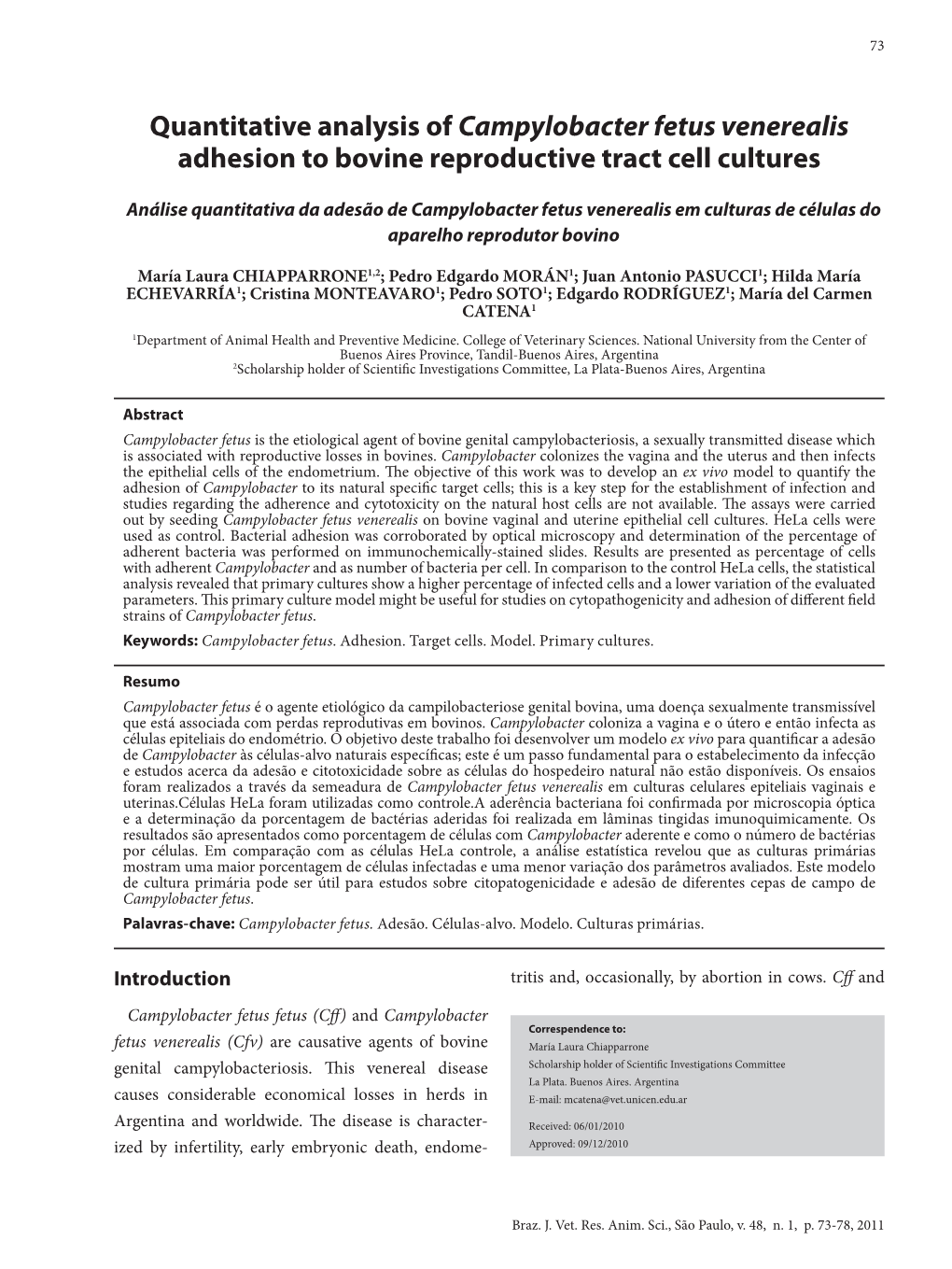 Quantitative Analysis of Campylobacter Fetus Venerealis Adhesion to Bovine Reproductive Tract Cell Cultures