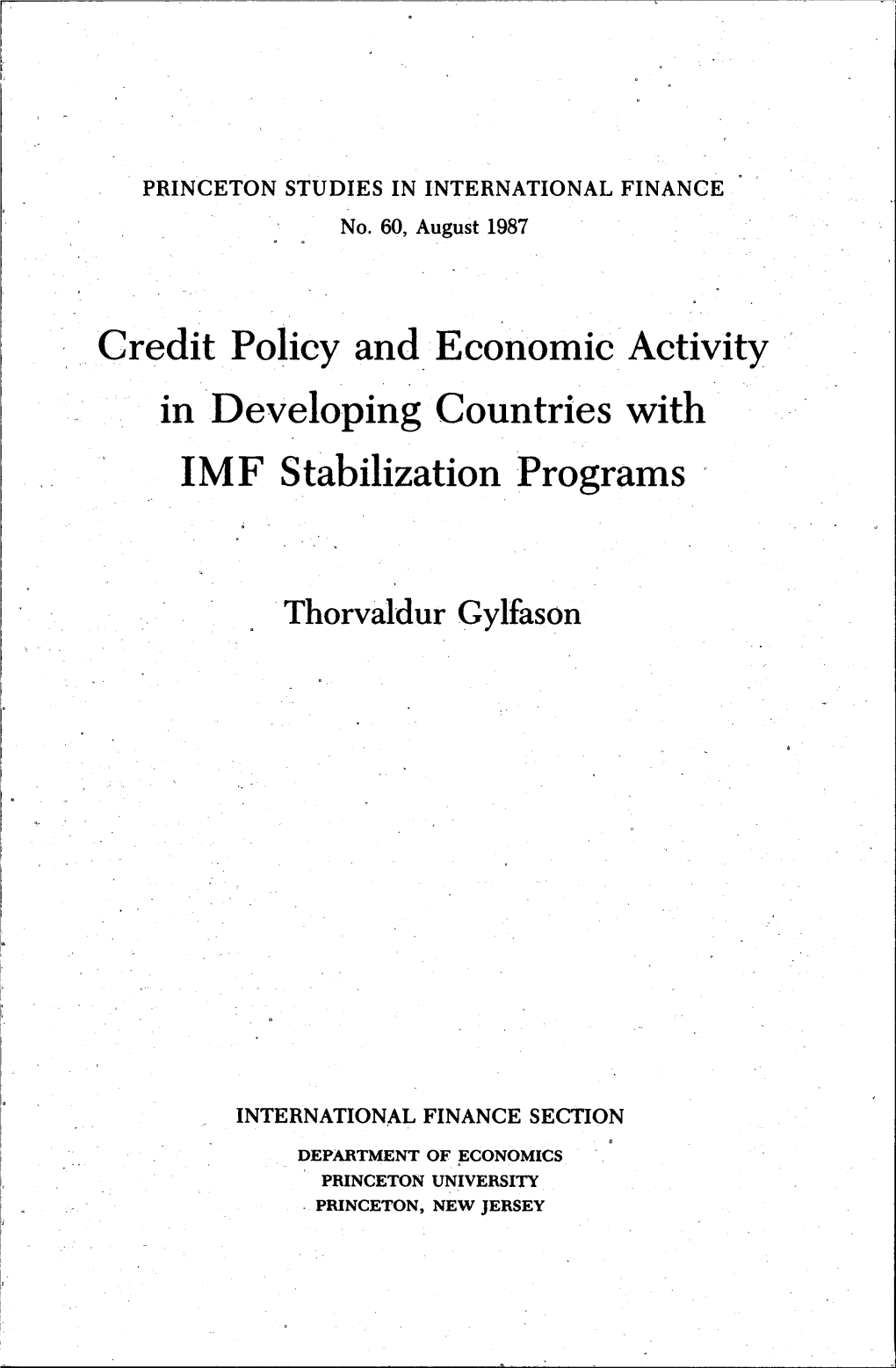 Credit Policy and Economic Activity in Developing Countries with IMF Stabilization Programs