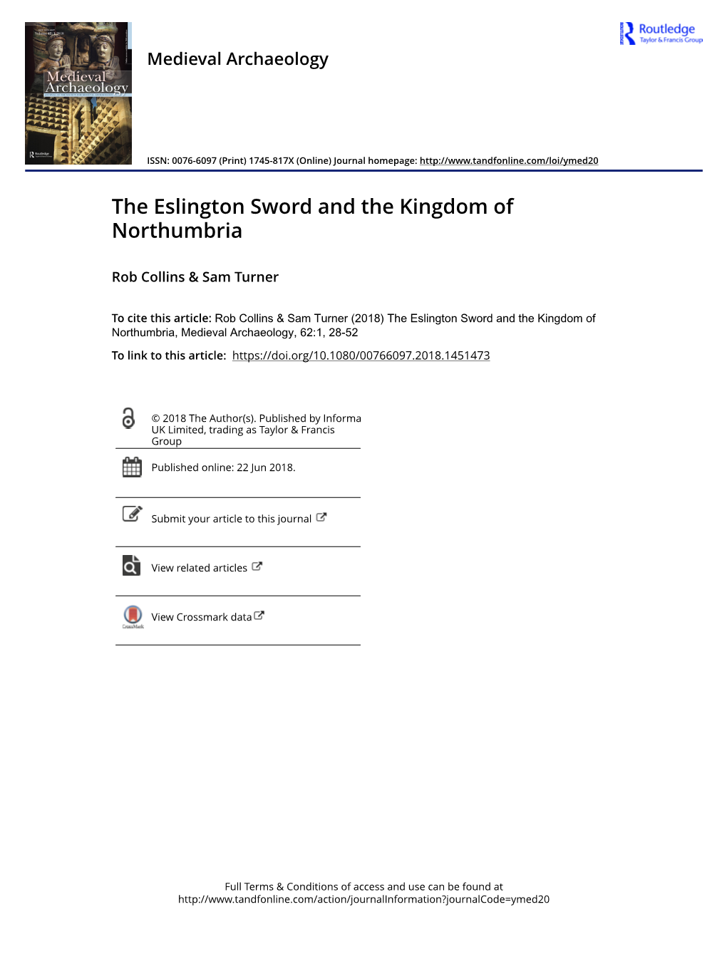 The Eslington Sword and the Kingdom of Northumbria