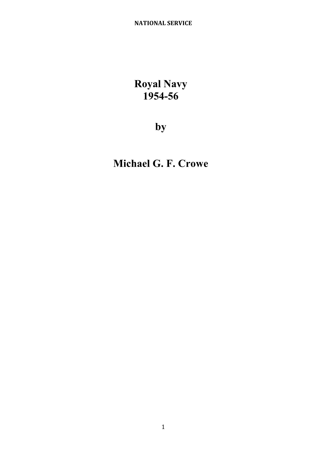 Michael G.F. Crowe Royal Navy 1954-56