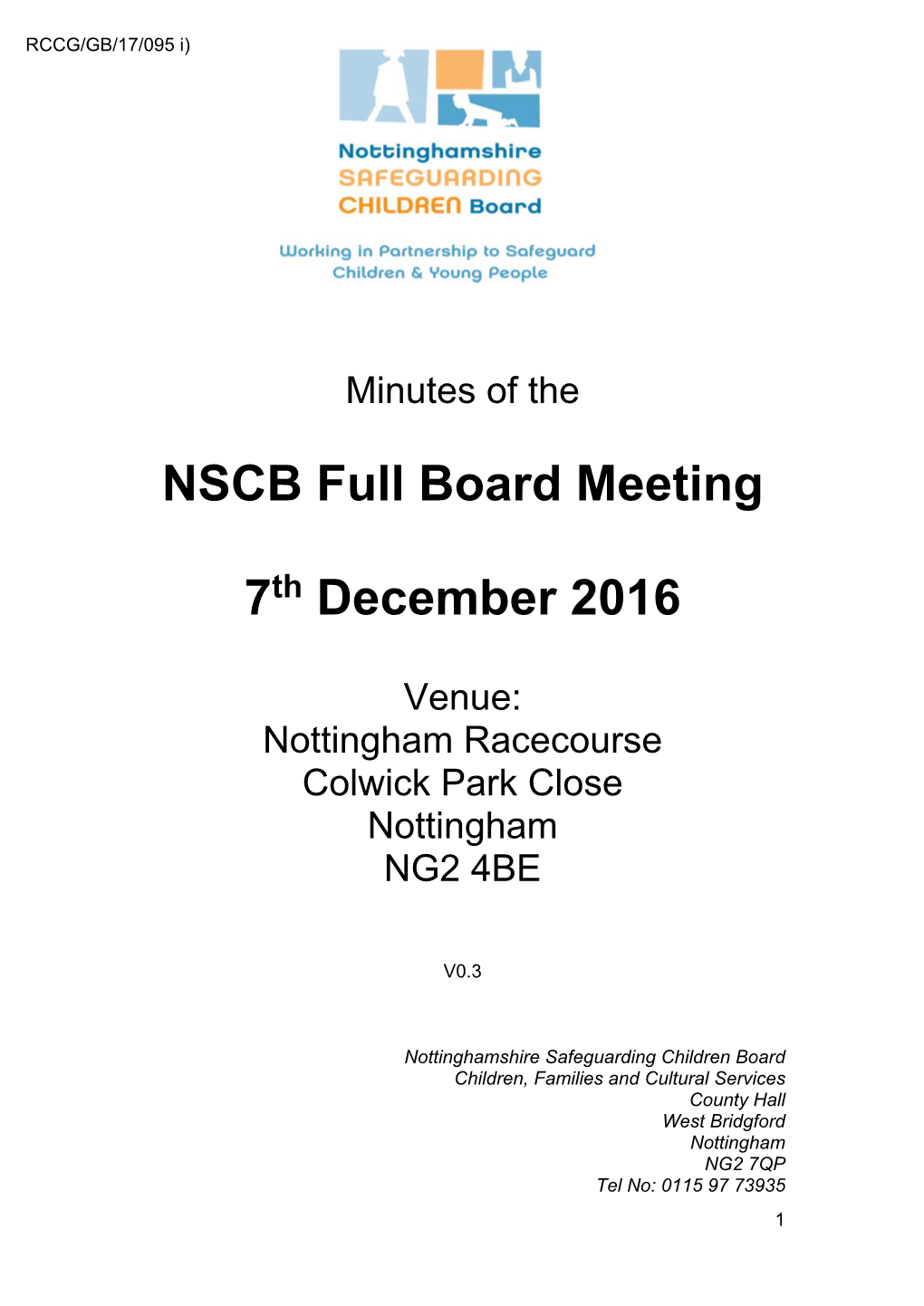 NSCB Full Board Meeting 7 December 2016