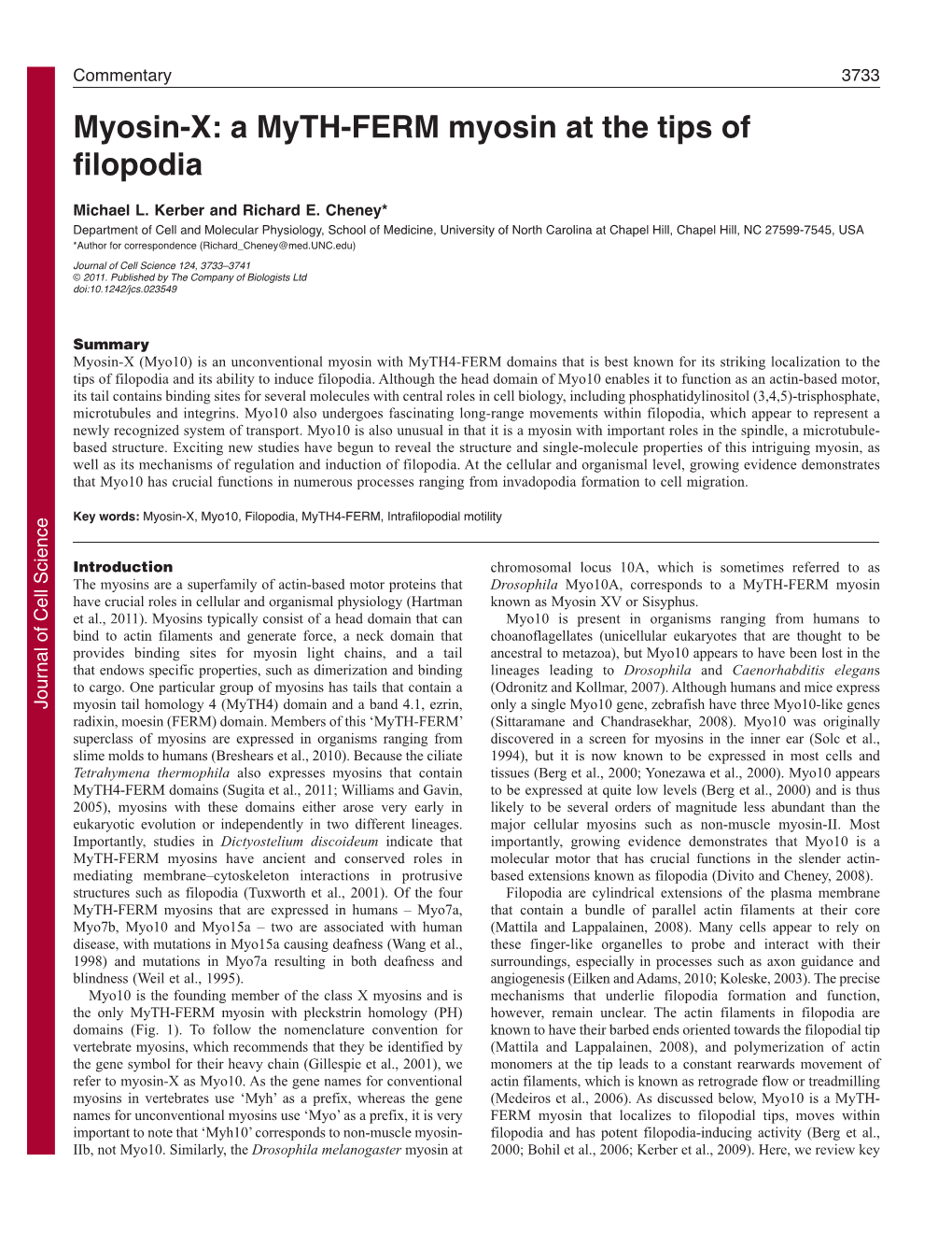 Myosin-X: a Myth-FERM Myosin at the Tips of Filopodia