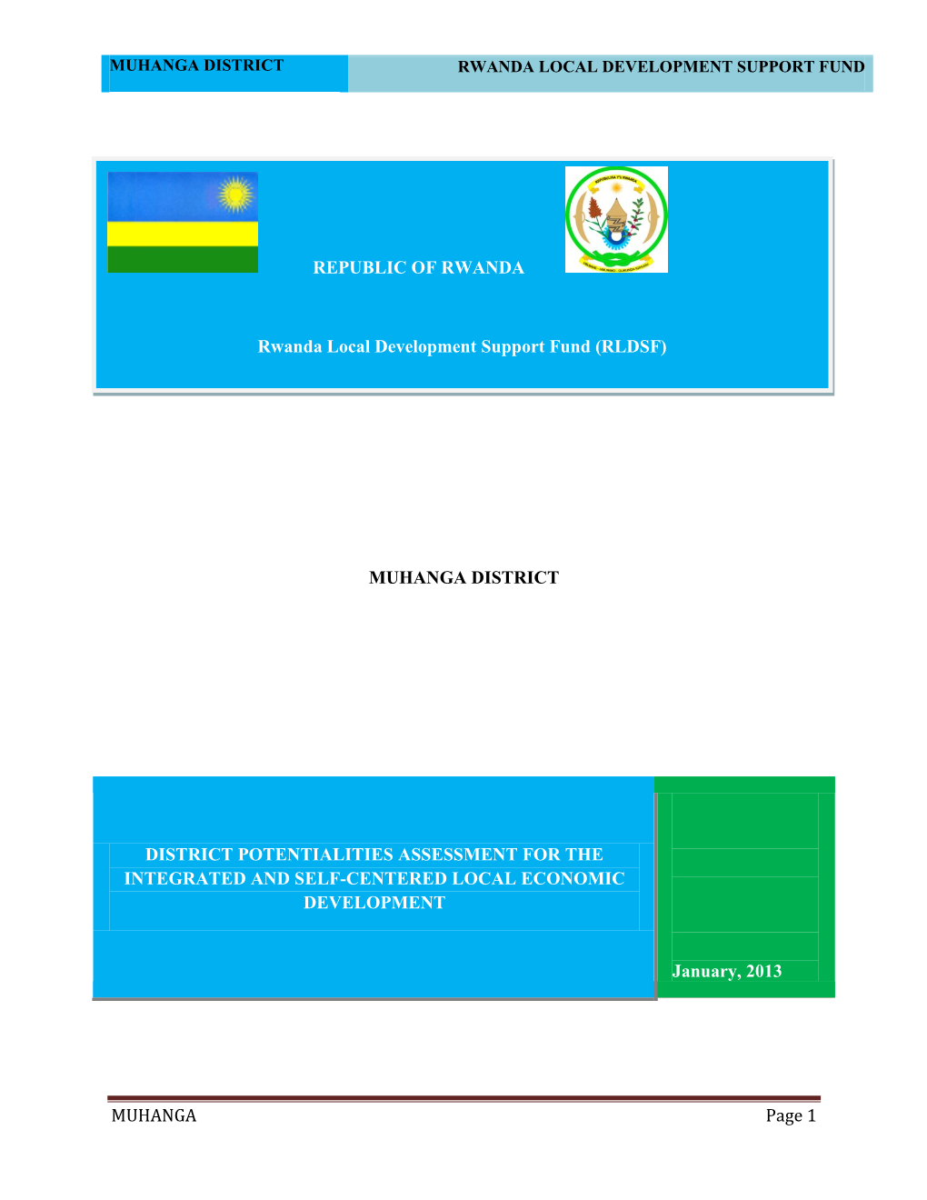 Muhanga District Rwanda Local Development Support Fund