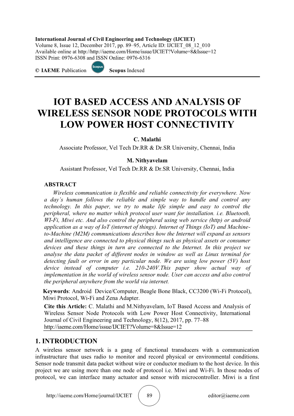 Iot Based Access and Analysis of Wireless Sensor Node Protocols with Low Power Host Connectivity