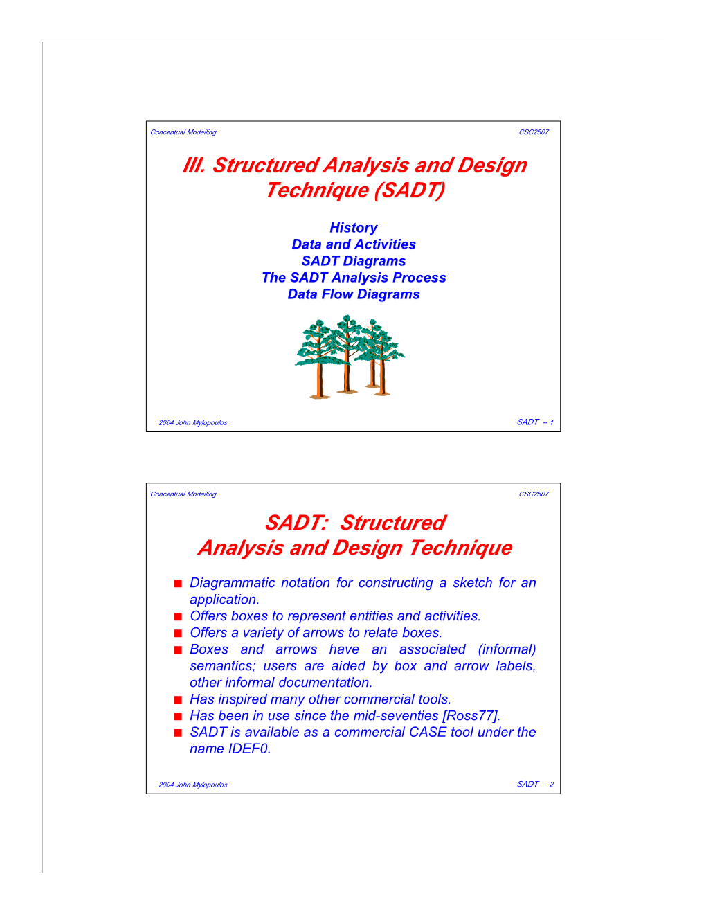 III. Structured Analysis and Design Technique (SADT) SADT