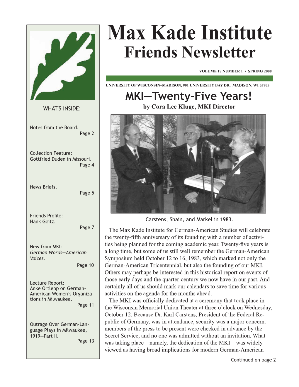 Newsletter Spring 2008