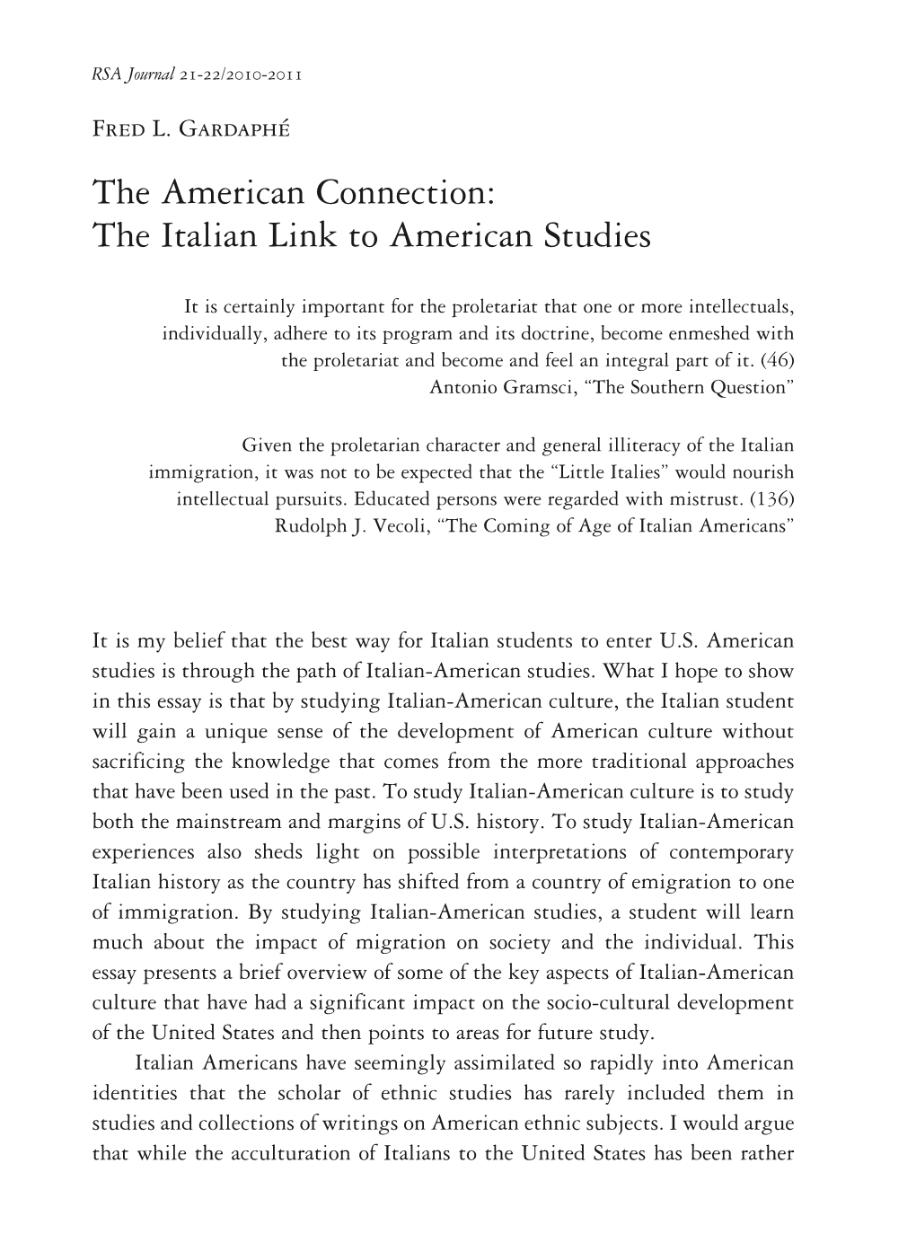 The Italian Link to American Studies