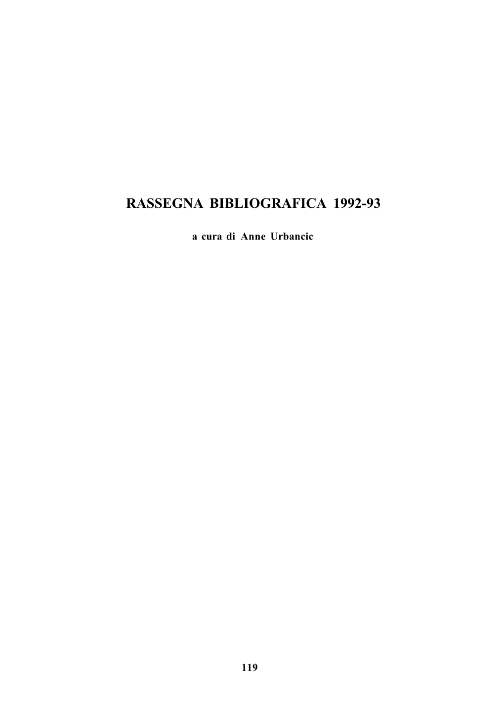 Rassegna Bibliografica 1992-93