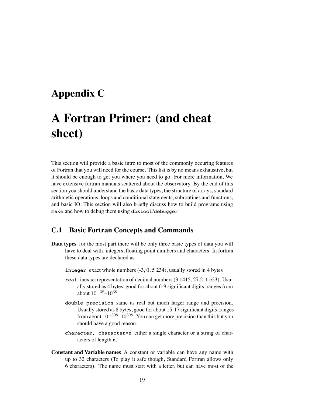 A Fortran Primer: (And Cheat Sheet)