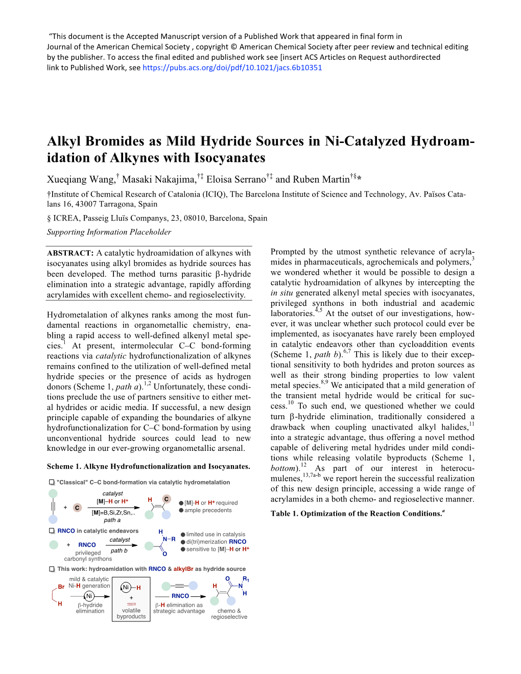 Alkyl Bromides As Mild Hydride Sources in Ni-Catalyzed Hydroam