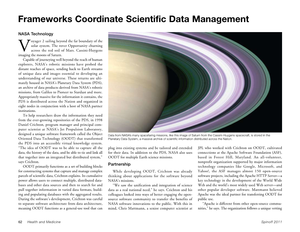 Frameworks Coordinate Scientific Data Management