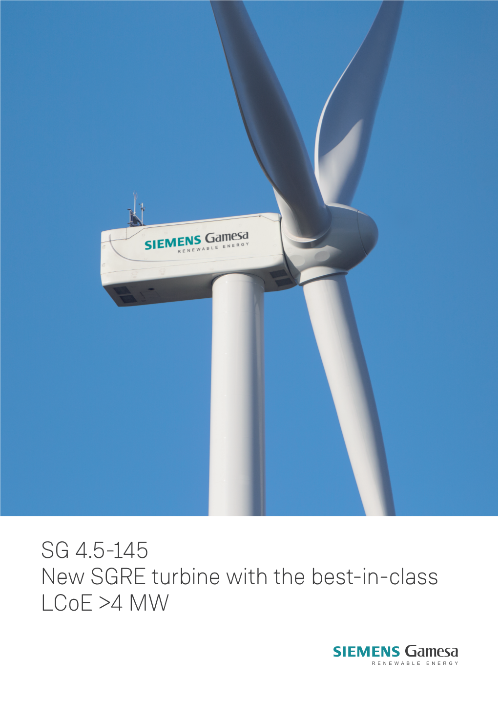 SG 4.5-145 New SGRE Turbine with the Best-In-Class Lcoe >4 MW