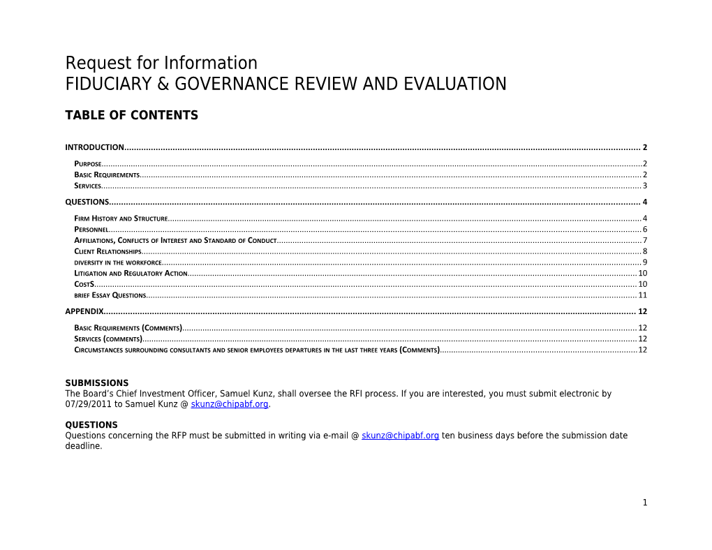 Fiduciary & Governance Review and Evaluation