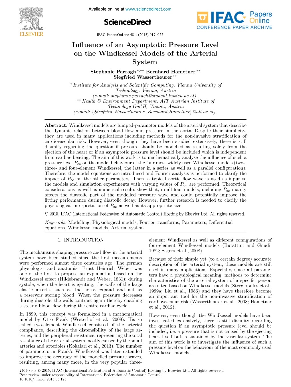 Influence of an Asymptotic Pressure Level on the Windkessel Models Of