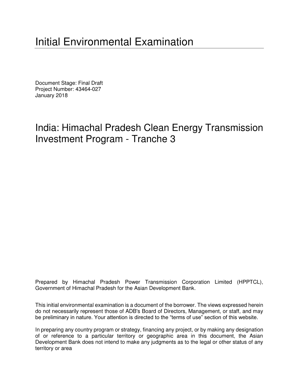 Initial Environmental Examination