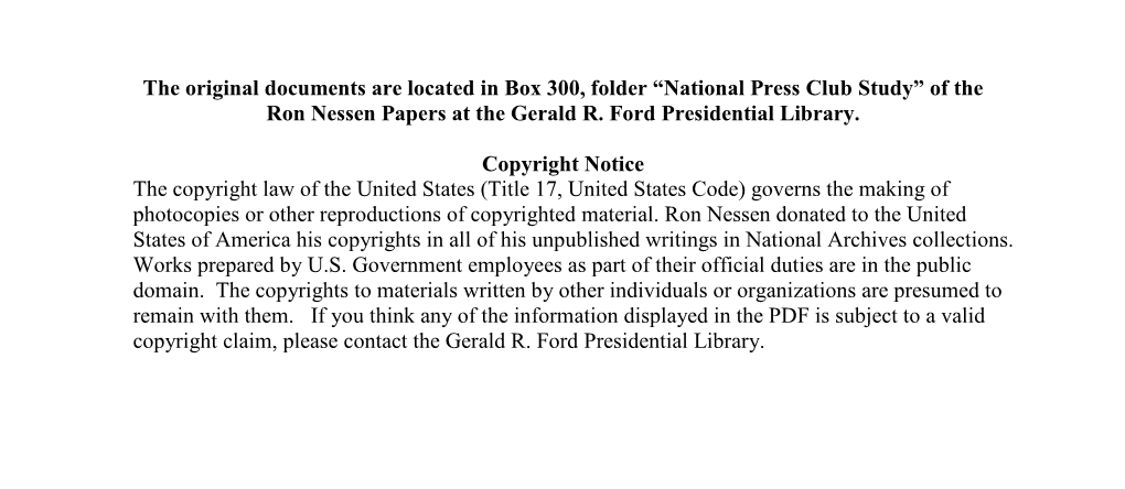 National Press Club Study” of the Ron Nessen Papers at the Gerald R