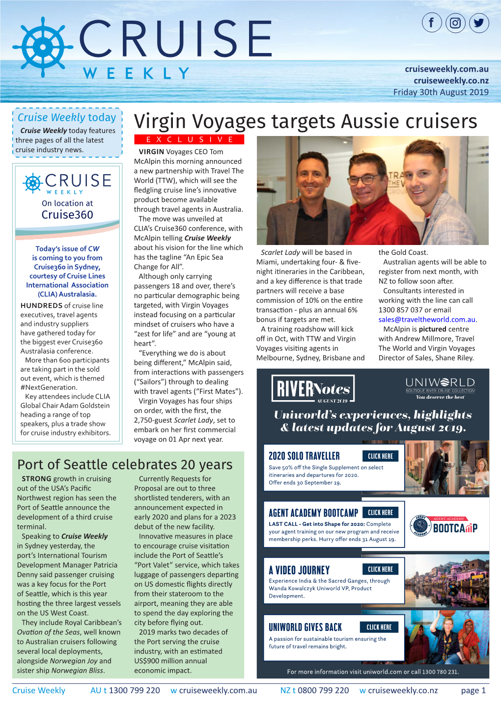 Virgin Voyages Targets Aussie Cruisers Three Pages of All the Latest EXCLUSIVE Cruise Industry News