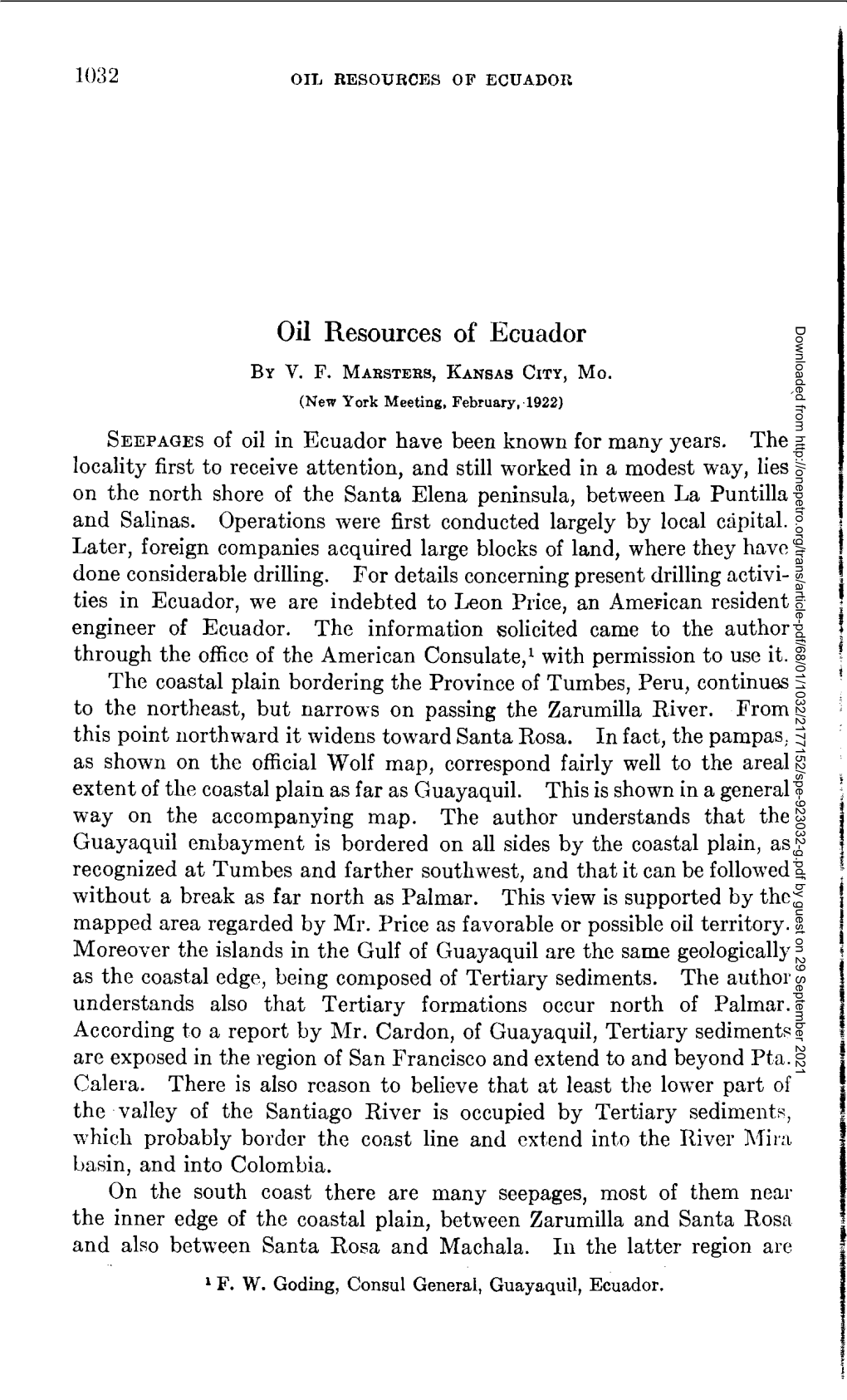 Oil Resources of Ecuador Downloaded from by Guest on 29 September 2021