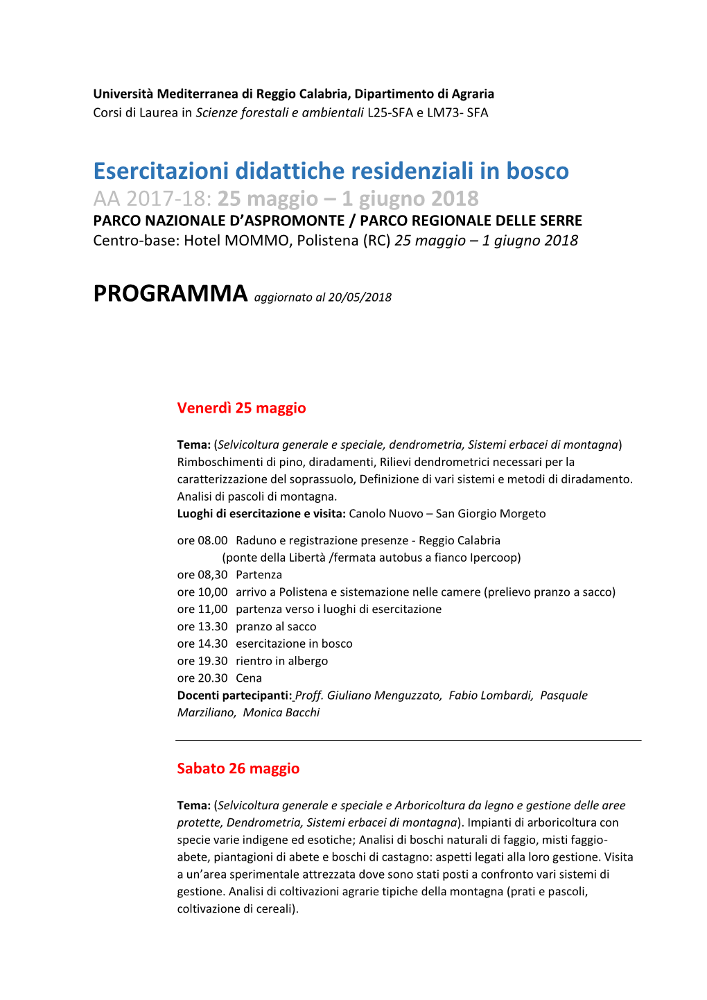 Esercitazioni Didattiche Residenziali in Bosco