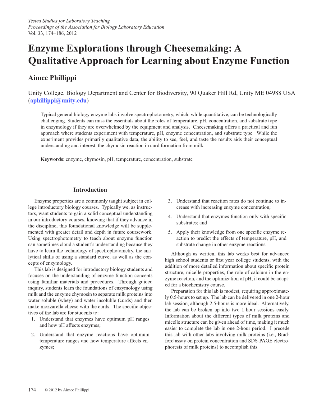 Enzyme Explorations Through Cheesemaking: a Qualitative Approach for Learning About Enzyme Function