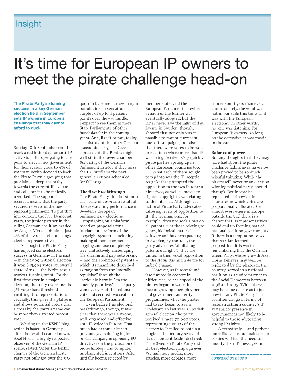 It's Time for European IP Owners to Meet the Pirate Challenge Head-On