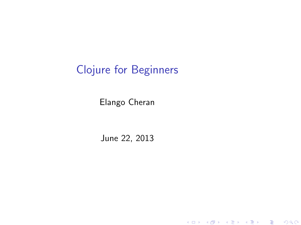 Clojure for Beginners