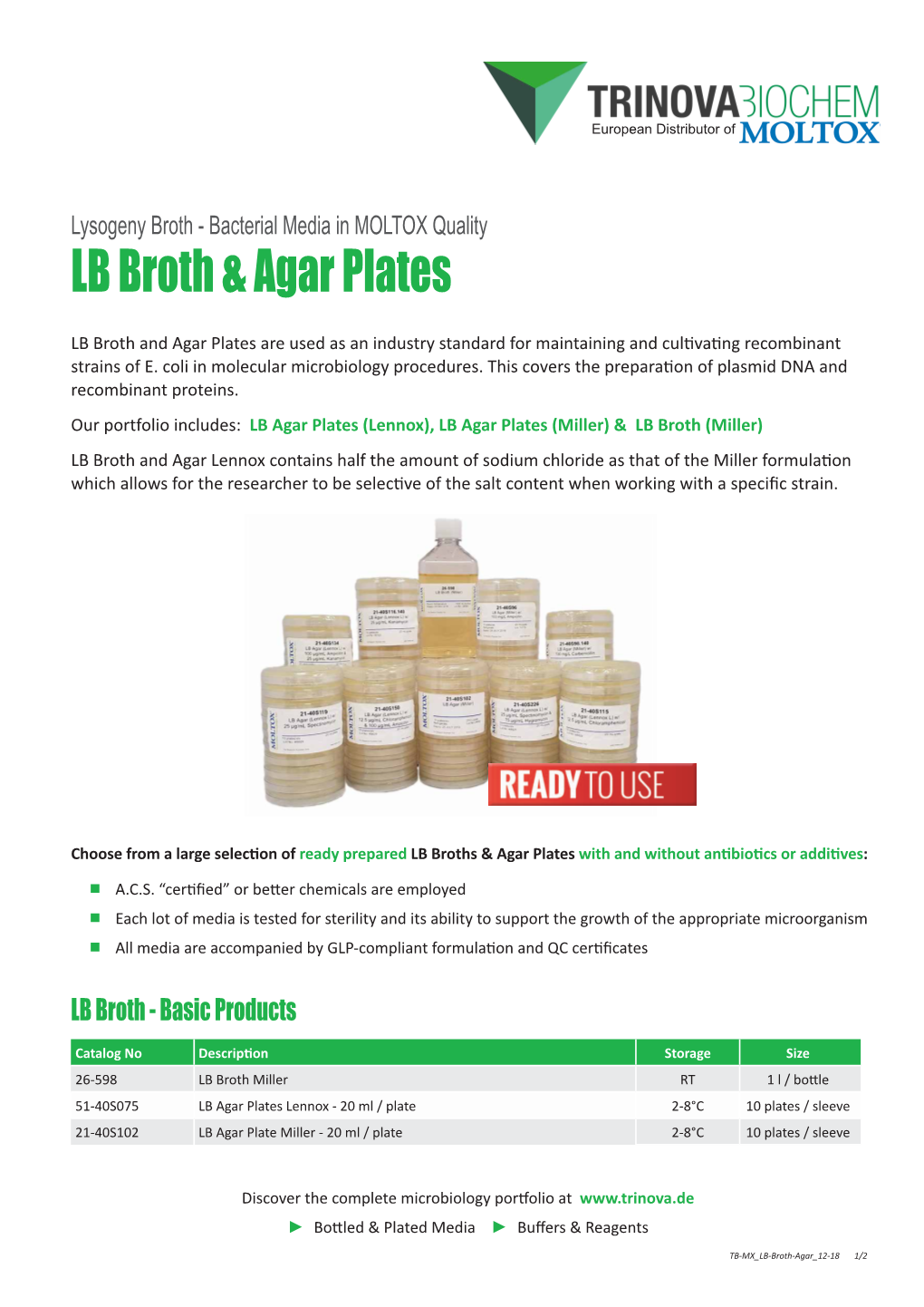 LB Broth & Agar Plates