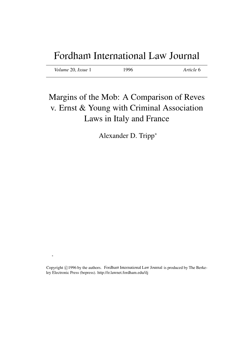 Margins of the Mob: a Comparison of Reves V. Ernst & Young