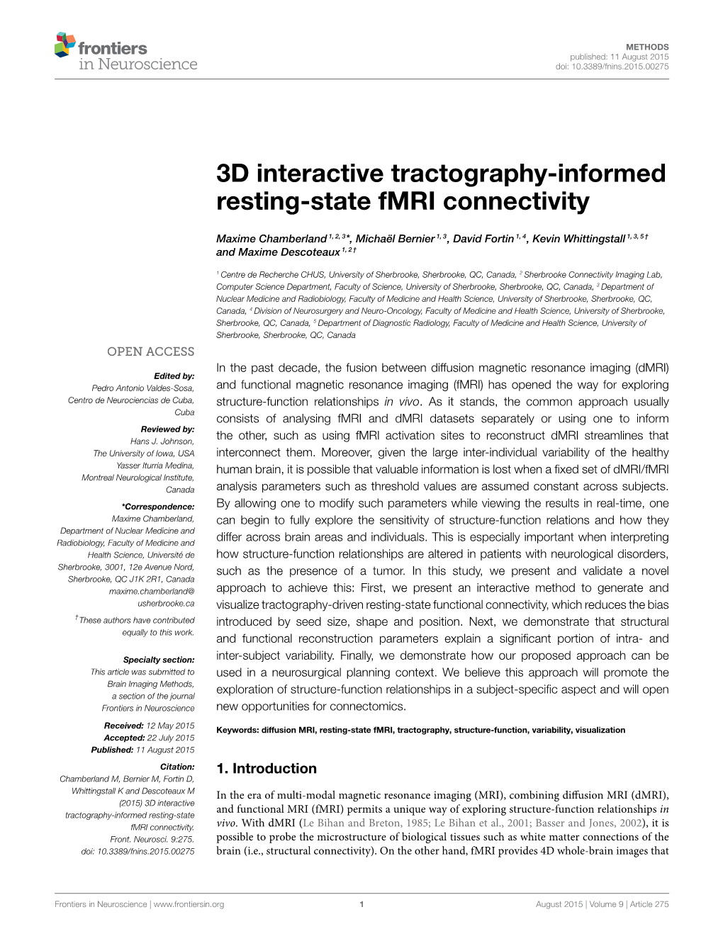 3D Interactive Tractography-Informed Resting-State Fmri Connectivity