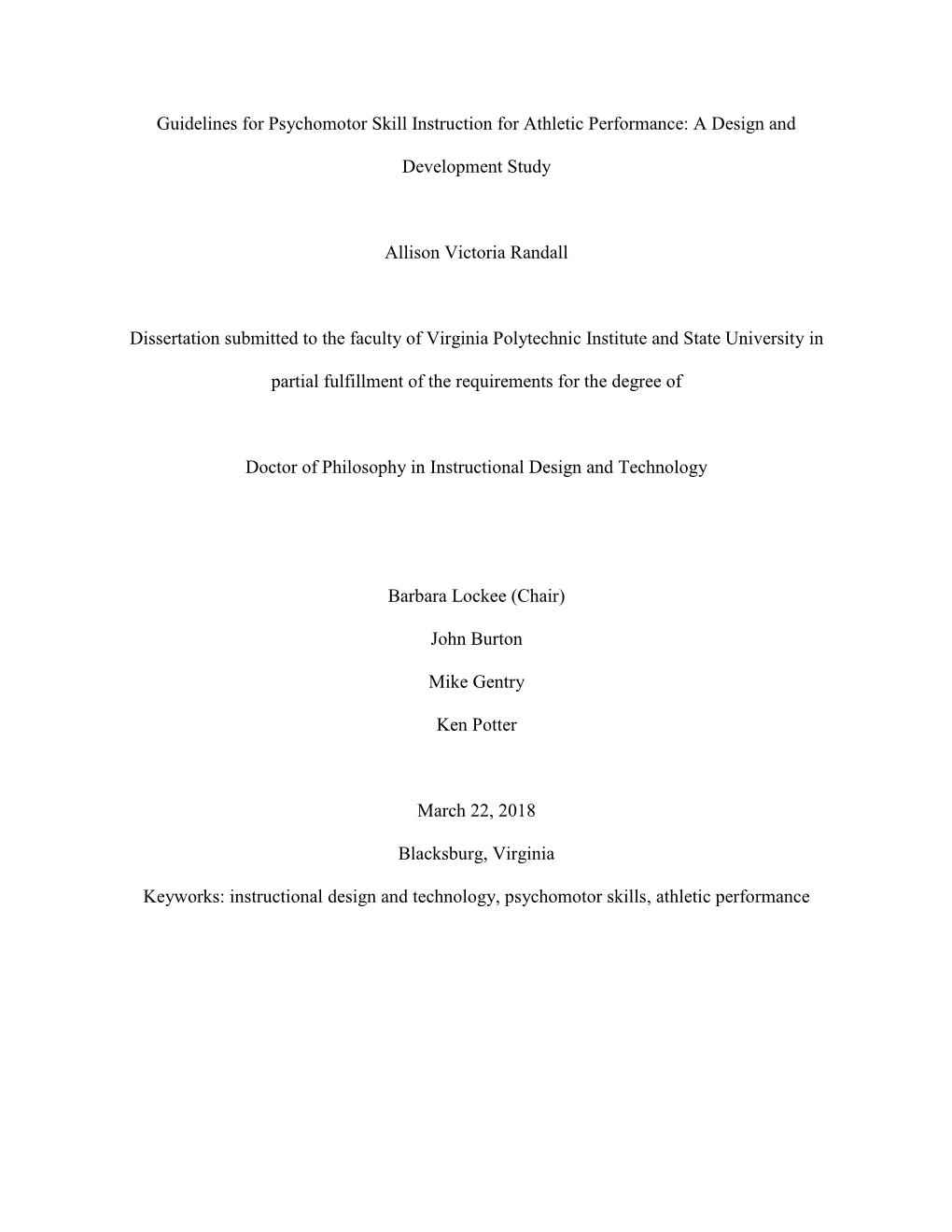 Guidelines for Psychomotor Skill Instruction for Athletic Performance: a Design And