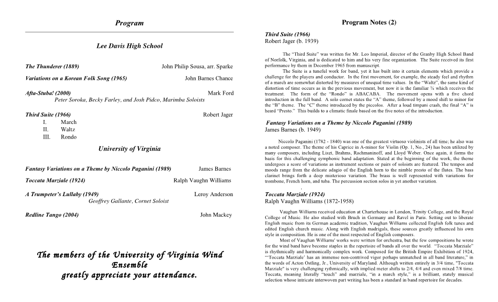 February 2007 Wind Ensemble Program