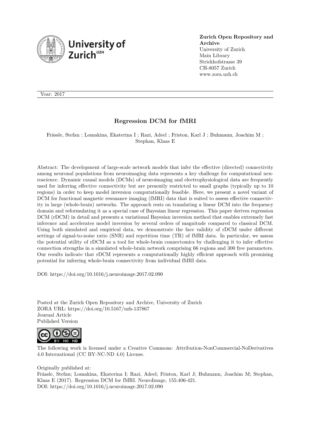 Regression DCM for Fmri