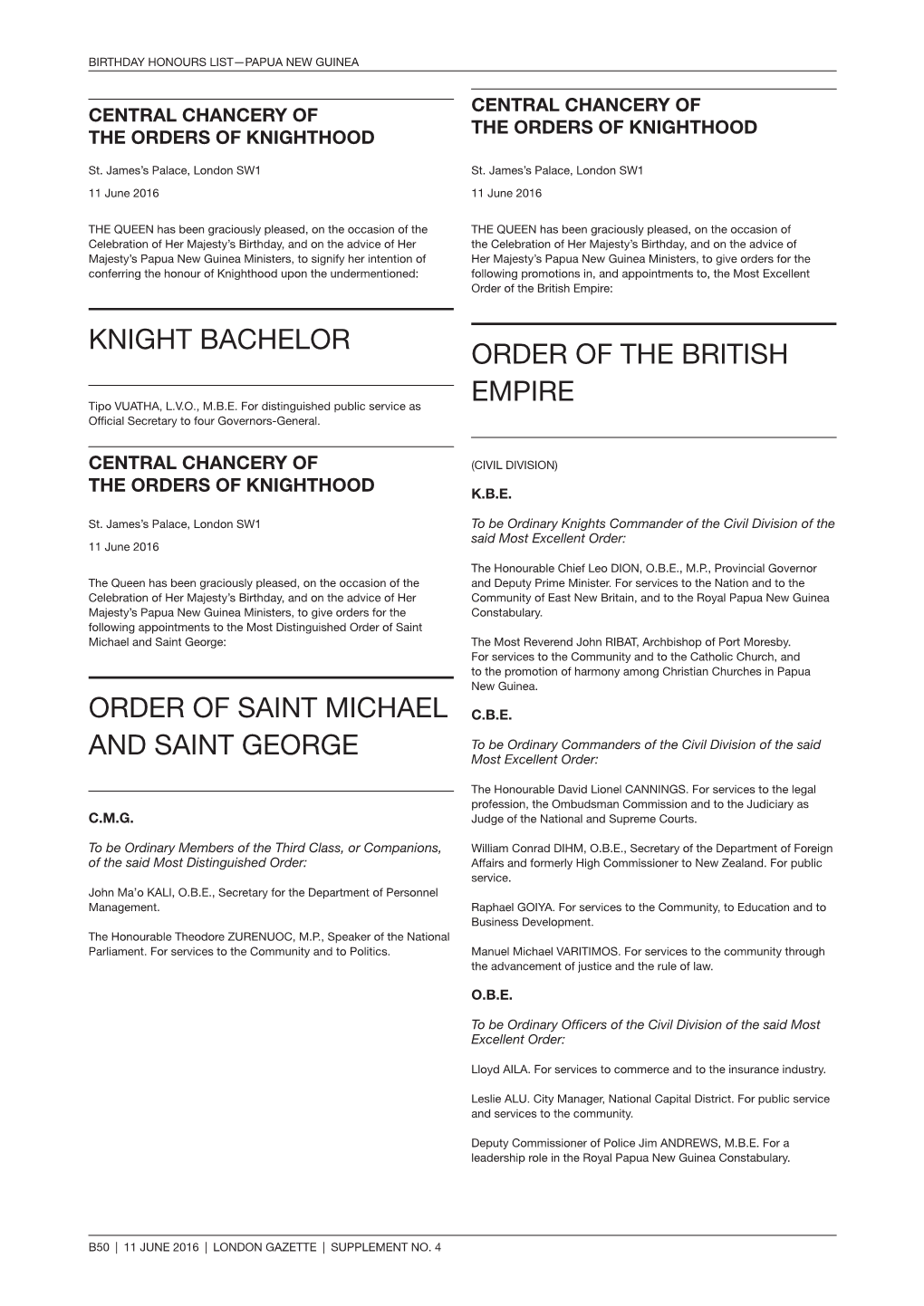 Knight Bachelor Order of Saint Michael and Saint