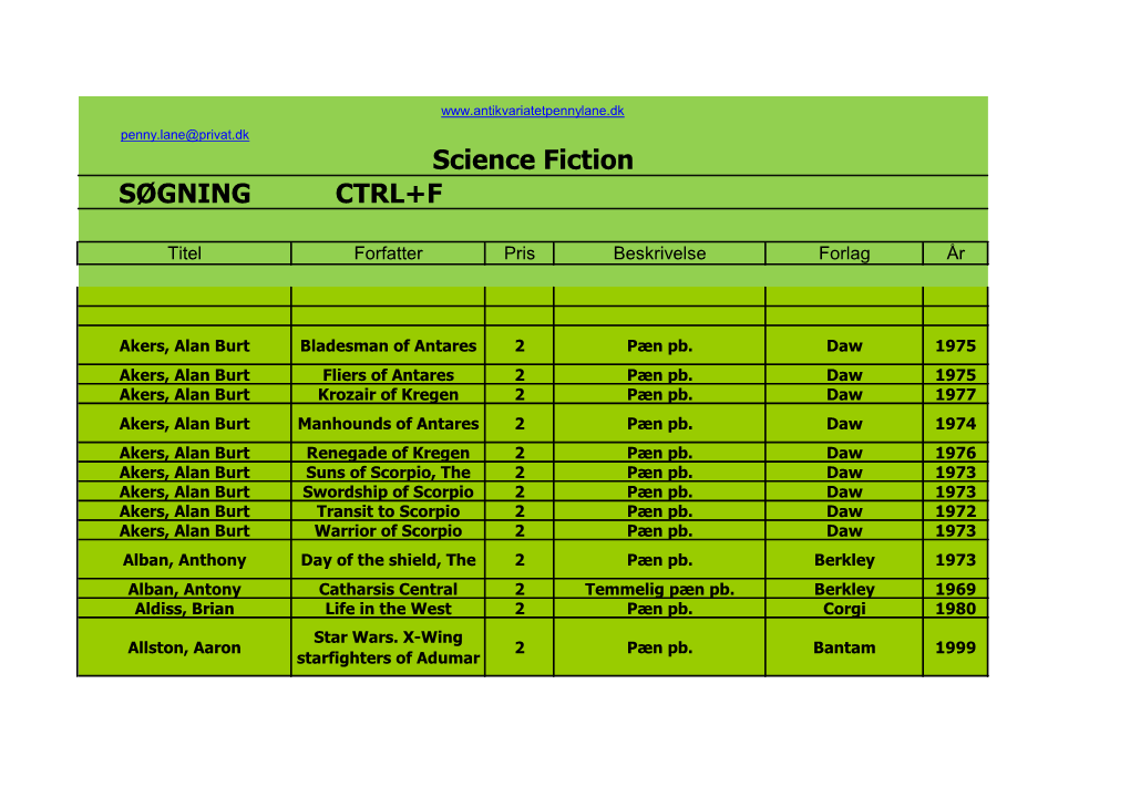 Science Fiction SØGNING CTRL+F