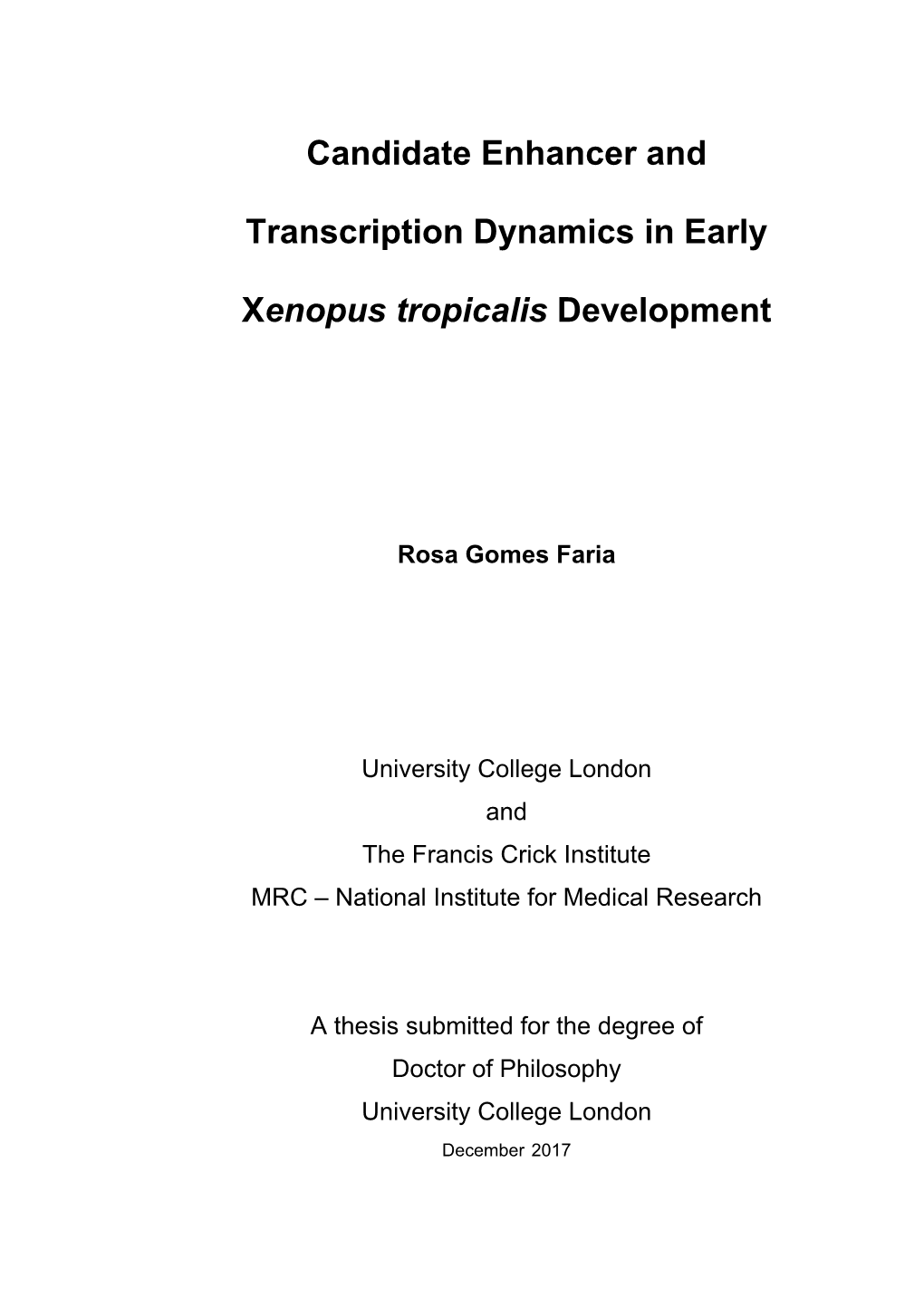 Candidate Enhancer and Transcription Dynamics in Early