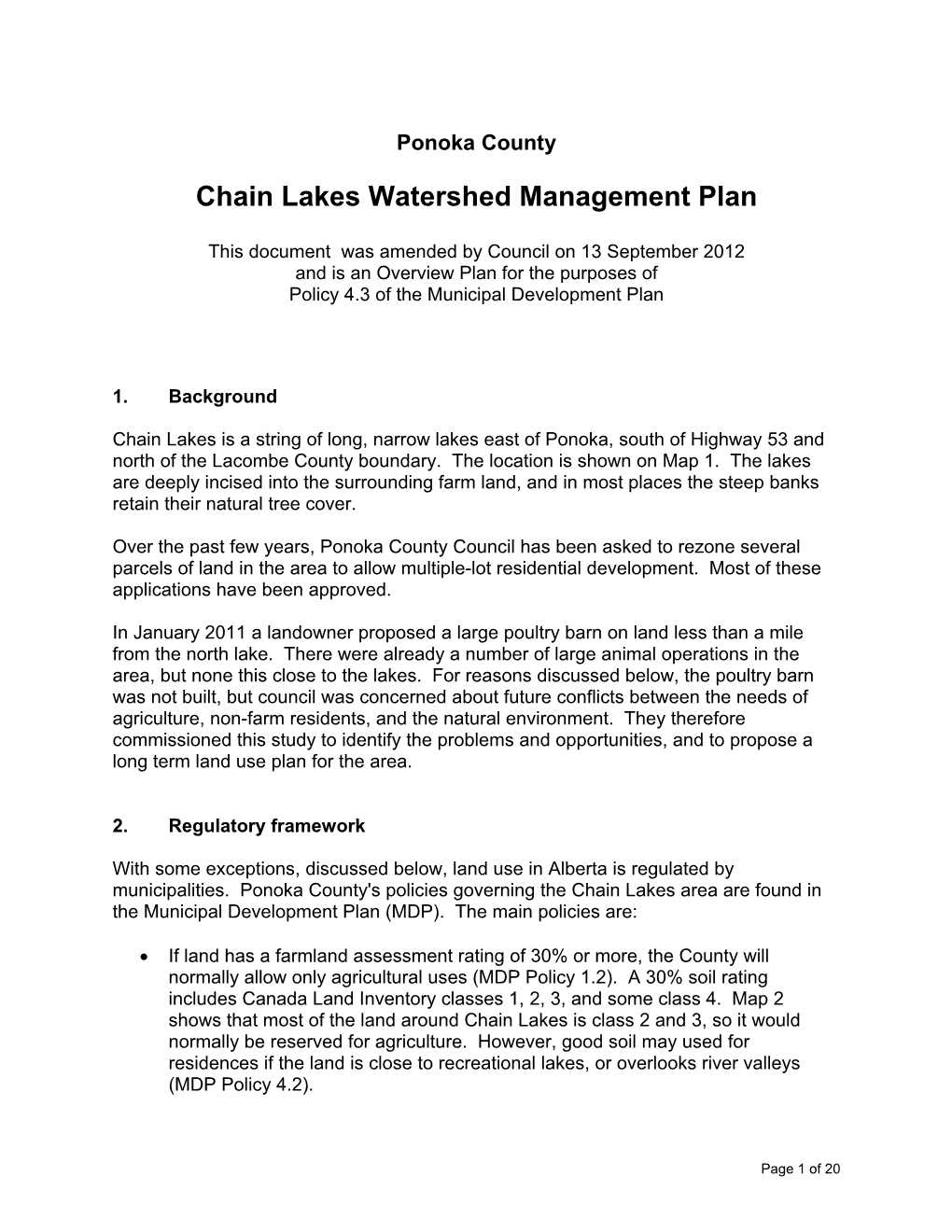 Chain Lakes Watershed Management Plan