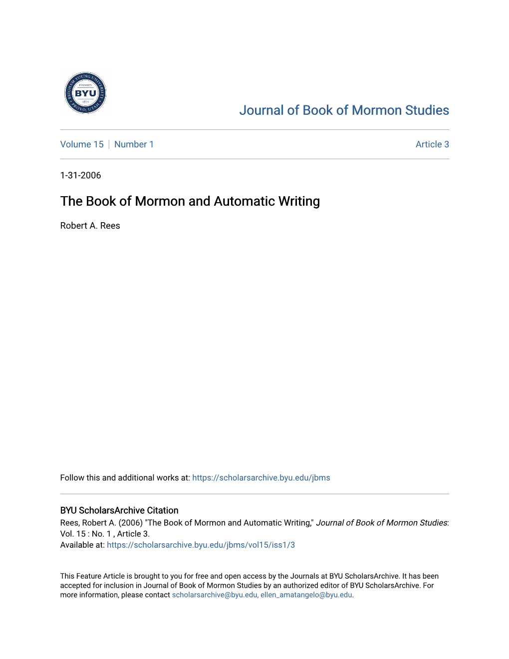 The Book of Mormon and Automatic Writing