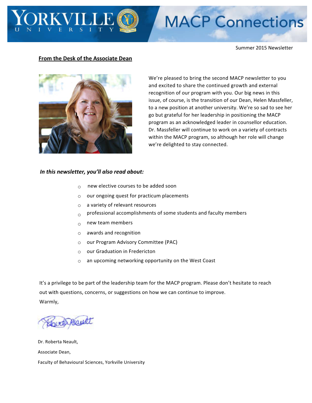 From the Desk of the Associate Dean in This Newsletter, You'll Also Read