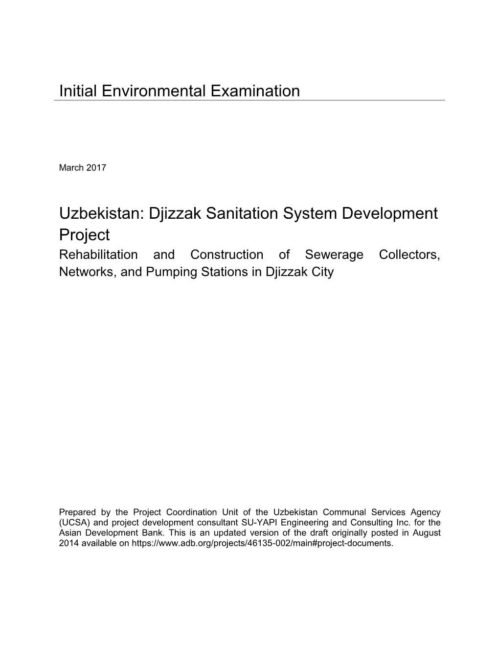 Initial Environmental Examination Uzbekistan