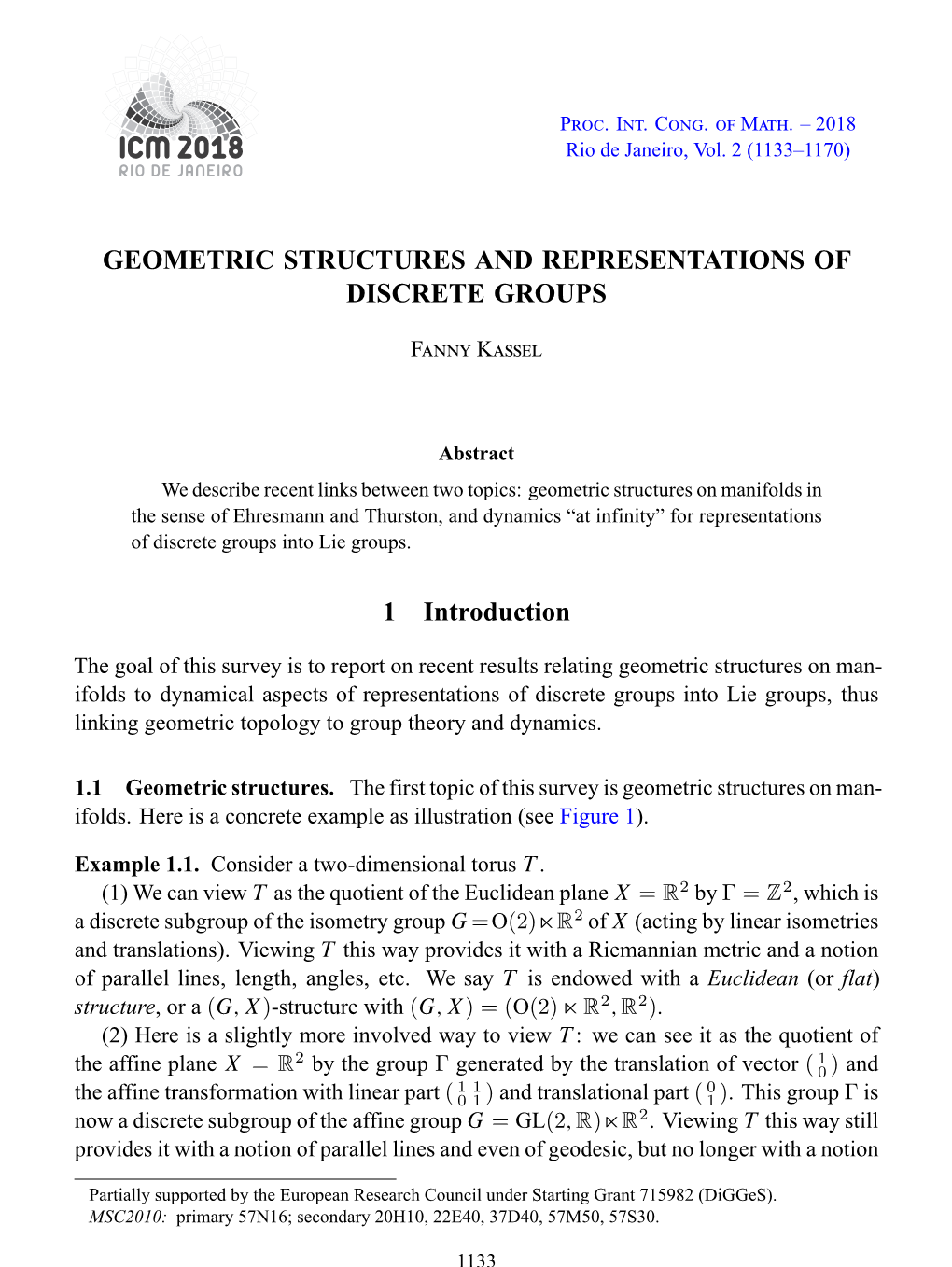 Geometric Structures and Representations of Discrete Groups