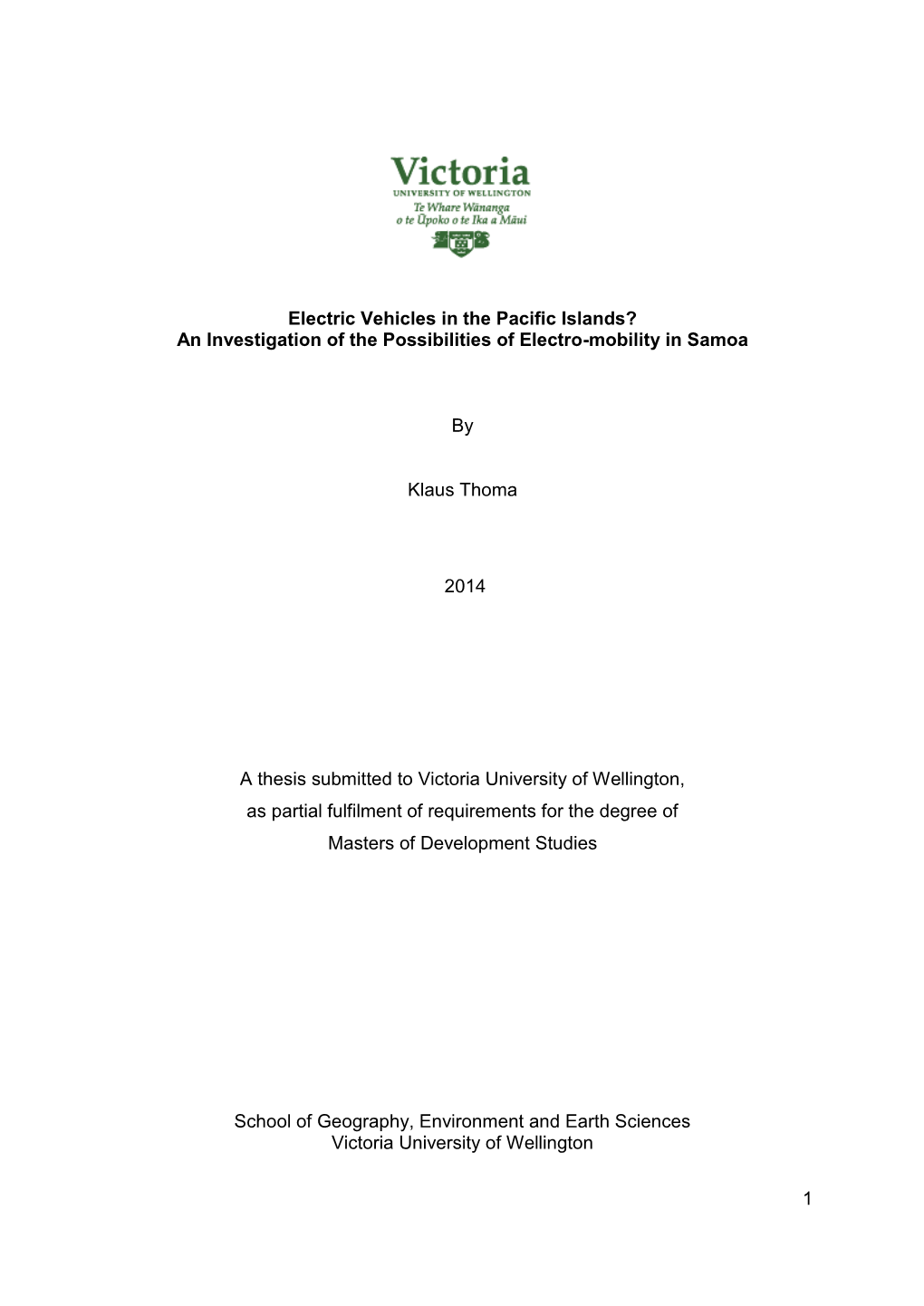 1 Electric Vehicles in the Pacific Islands?