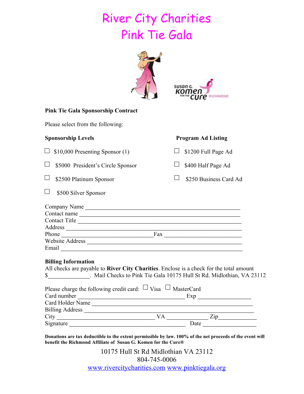 Richmond Dance for the Cure Sponsorship Contract