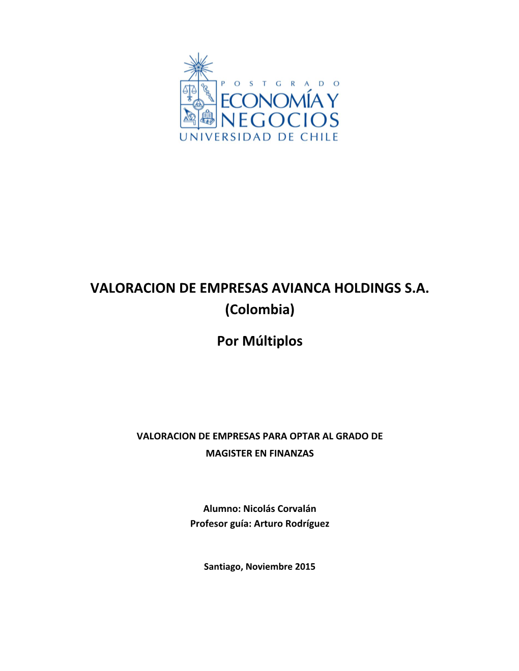 VALORACION DE EMPRESAS AVIANCA HOLDINGS S.A. (Colombia)