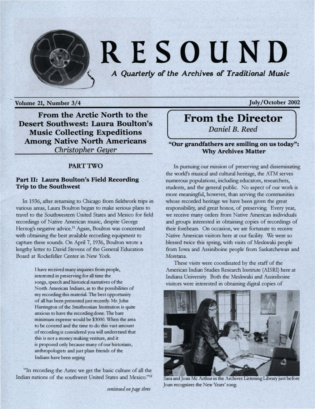 RESOUND a Quarterly of the Archives of Traditional Music