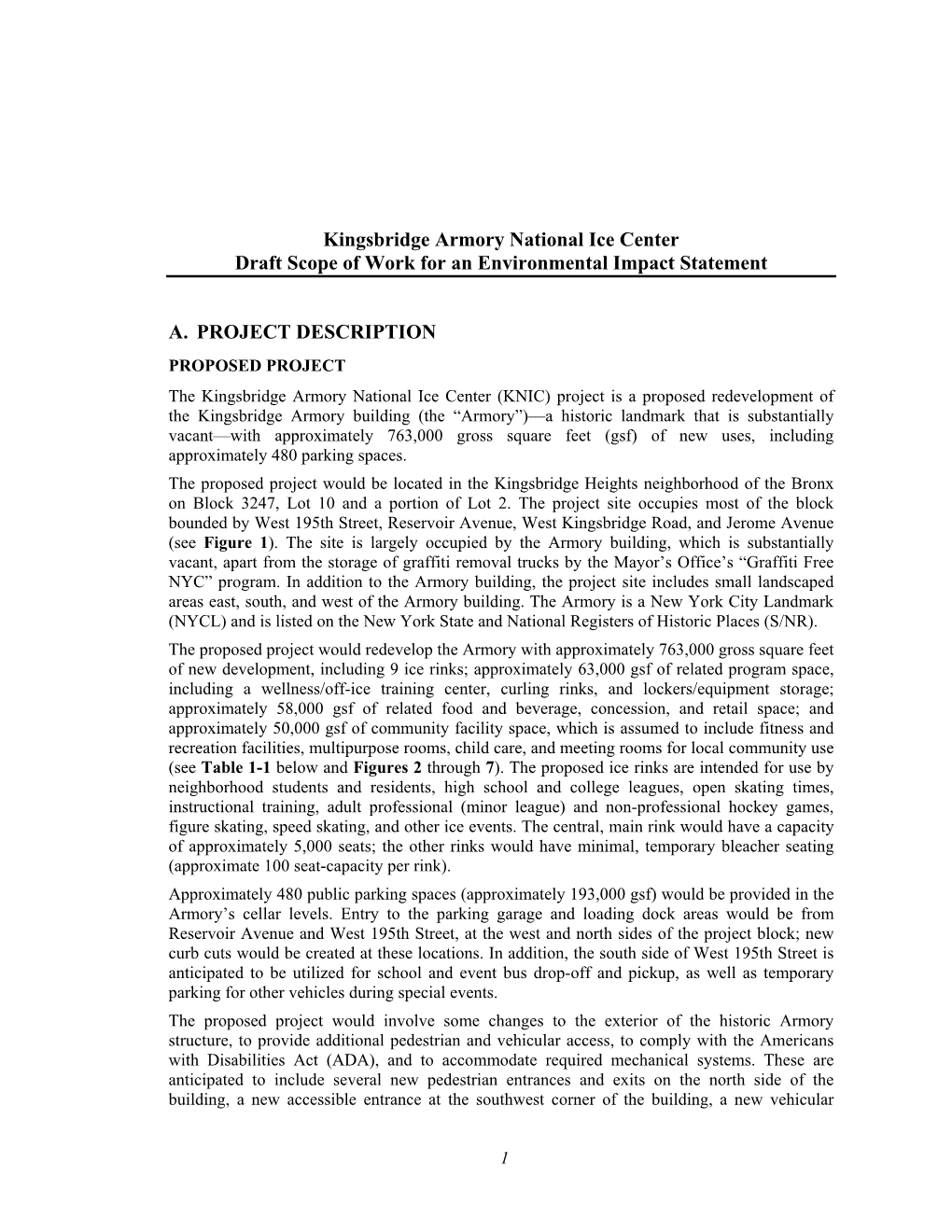 Draft Scope of Work for an Environmental Impact Statement