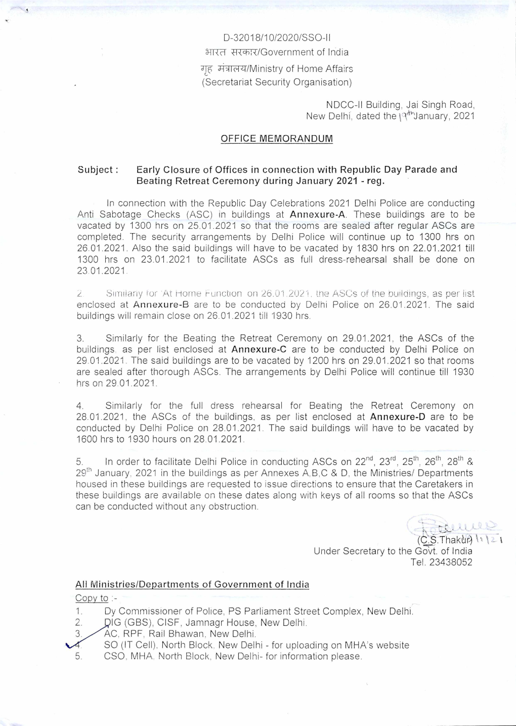 D-32018/10/2020/SSO-II 3-Tffff •-Kci-)K/Government of India Cl-Ialc>I-I/Ministry of Home Affairs (Secretariat Security Organisation)