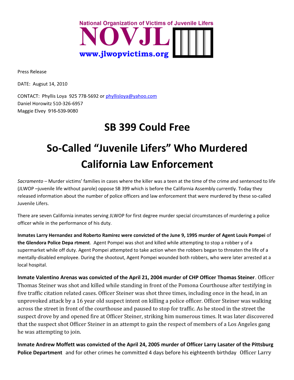 So-Called Juvenile Lifers Who Murdered California Law Enforcement