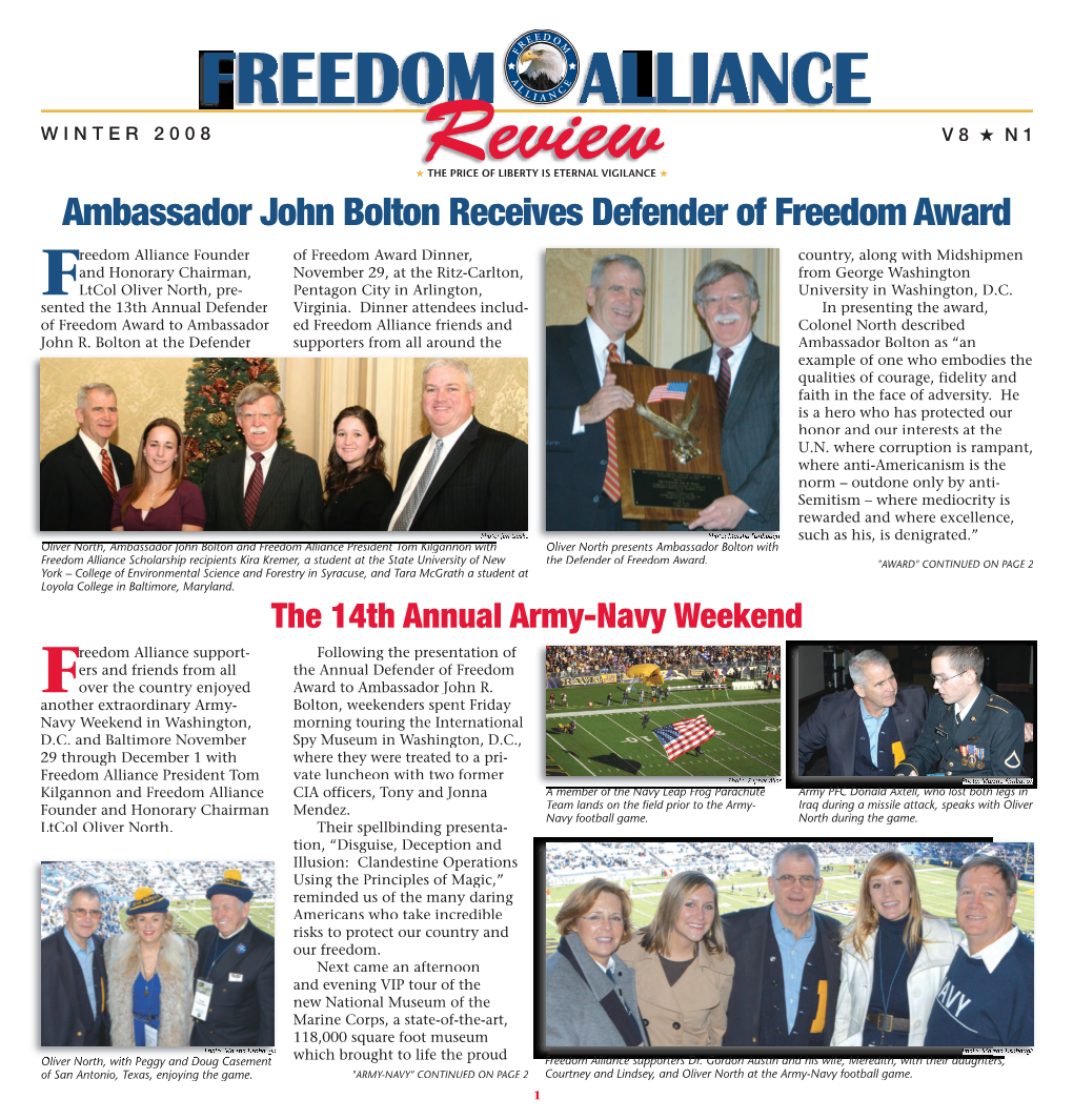 Ambassador John Bolton Receives Defender of Freedom Award